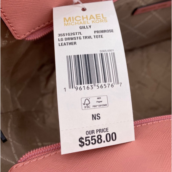 Michael Kors Gilly Large Drawstring Travel Leather Top Zip Tote - Picture 11 of 11